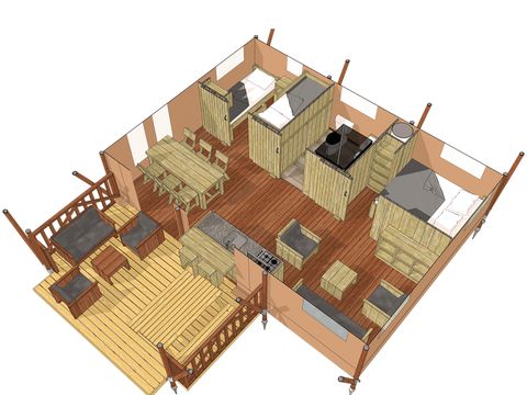 BUNGALOW TOILÉ 5 personnes - Luxury Lodge 4/5 personnes en zone J (2 chambres)