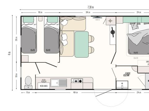 MOBILHOME 4 personnes - Mobil home confort climatisé pour 4 personnes max