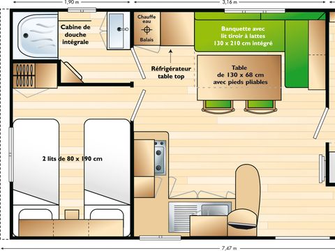 MOBILHOME 5 personnes - pour 4/5 personnes en zone K