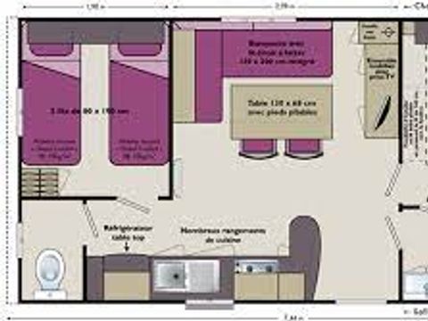 MOBILHOME 5 personnes - pour 4/5 personnes en zone B