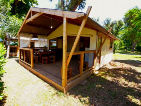 Tente en toile et en bois 5 personnes - Tente Lodge Cottu
