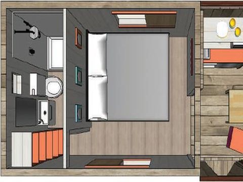 Hébergement 2 personnes - La roulotte 1 chambre avec sanitaires