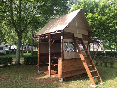 Tente en toile et en bois 2 personnes - Bivouac 2 personnes - sans sanitaires