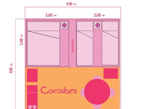 BUNGALOW TOILÉ 5 personnes - Sans sanitaires