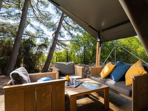 Tente en toile et en bois 5 personnes - Krk - Tente Safari Confort + climatisation