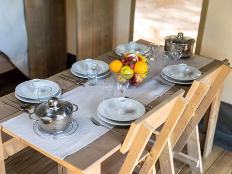 Tente en toile et en bois 5 personnes - Krk - Tente Safari Confort + climatisation