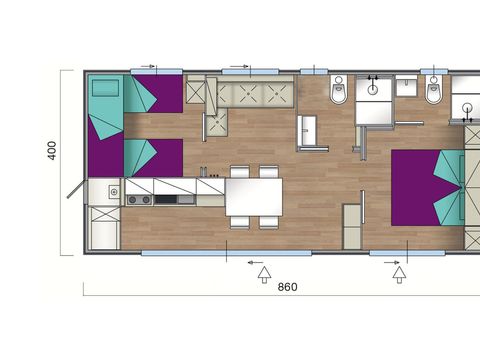 MOBILHOME 4 personnes - Superior Two-Bedroom Camping Home