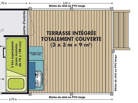 MOBILHOME 5 personnes - Vacanciale 20 m² - 2 chambres sans sanitaires