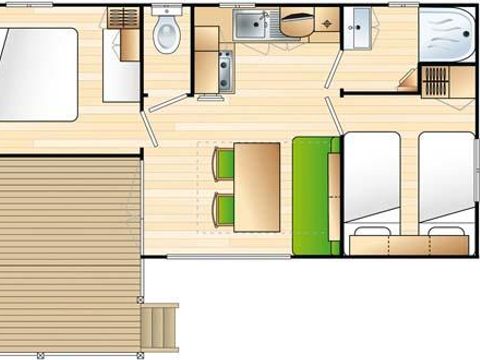 MOBILHOME 4 personnes - Confort 28 m² - 2 chambres - climatisation 