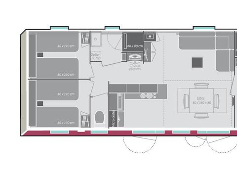 MOBILHOME 8 personnes - Mobil-home Premium K 40 m² - 3 chambres - climatisation