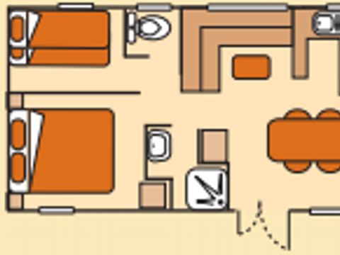 MOBILHOME 8 personnes - Cottage Famille 4 chambres + Clim