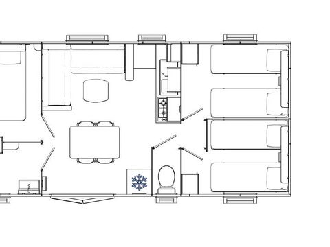 MOBILHOME 6 personnes - Home Flower Premium 33m² - 3 chambres + TV + LV  + Terrasse + Clim