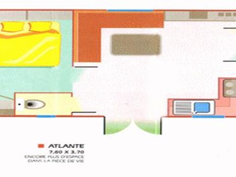 MOBILHOME 4 personnes - AULUS dimanche : 1 salle d'eau avec terrasse couverte