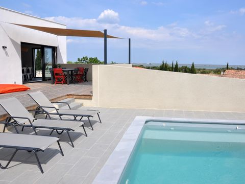 VILLA 8 personnes - CASA PALMA villa avec piscine privée, vue sur étang de La Palme - 4 chambres - grande terrasse bois