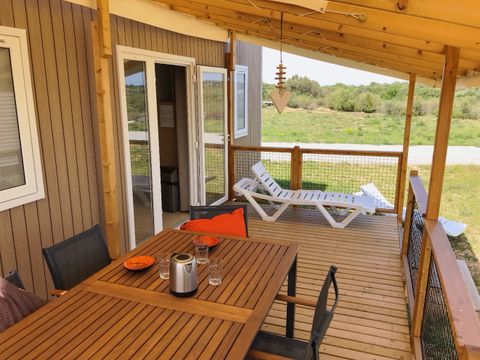 MOBILHOME 6 personnes - Top Espace premium 32m², 3 chambres, terrasse couverte 15m² + TV + Lave vaisselle + climatisation