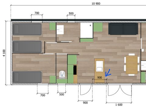 MOBILHOME 6 personnes - XL premium 6pers 2 sdb, 3 chambres +terrasse couverte+ tv+lave vaisselle+climatisation