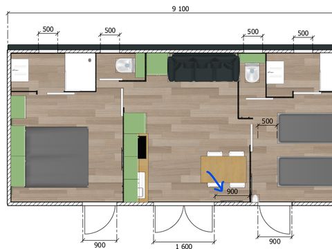 MOBILHOME 4 personnes - XXL premium 35m² 2sdb, 2 chambres,tv,lave vaisselle, climatisation