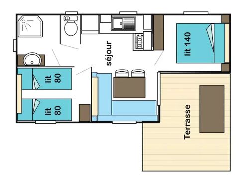 Mobilhome 4 personnes - Mobil-Home Montagnon 3 Pièces 4 Personnes + TV