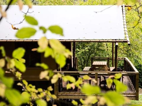 Tente en toile et en bois 6 personnes - Lodge XL Luxe Safari 4 Pièces 6 Personnes