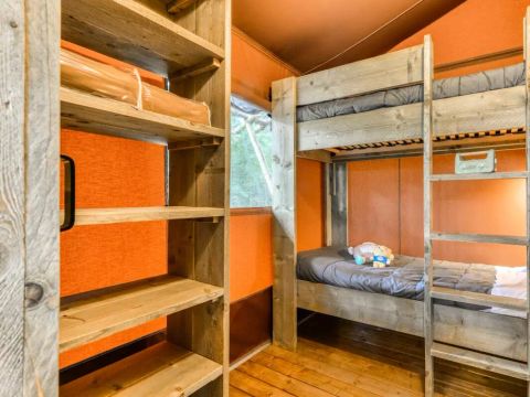 Tente en toile et en bois 6 personnes - Lodge XL Luxe Safari 4 Pièces 6 Personnes
