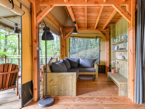 Tente en toile et en bois 6 personnes - Lodge Premium Safari 3 Pièces 6 Personnes