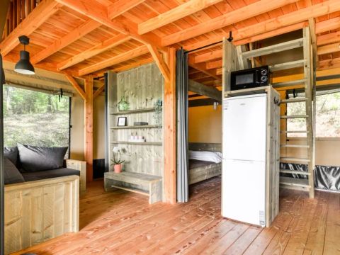 Tente en toile et en bois 6 personnes - Lodge Premium Safari 3 Pièces 6 Personnes