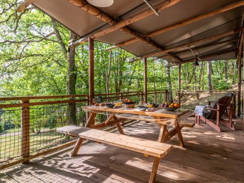 Tente en toile et en bois 6 personnes - Lodge Premium Safari 3 Pièces 6 Personnes