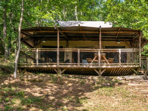 Tente en toile et en bois 6 personnes - Lodge Premium Safari 3 Pièces 6 Personnes
