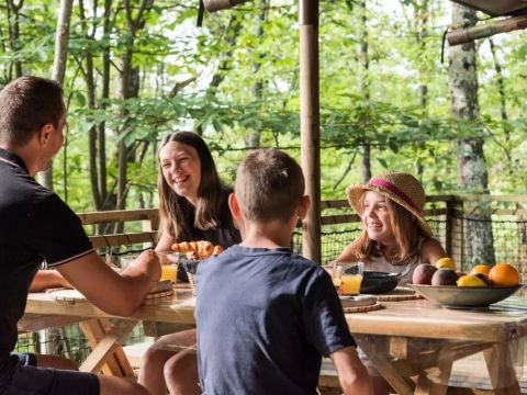 Tente en toile et en bois 6 personnes - Lodge Premium Safari 3 Pièces 6 Personnes