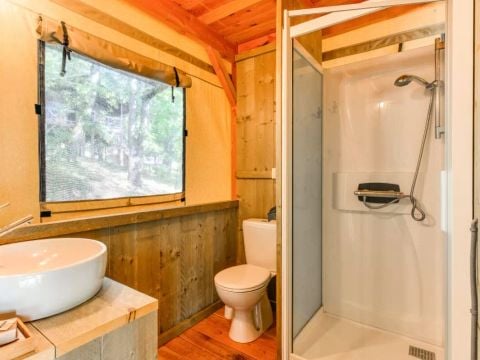 Tente en toile et en bois 6 personnes - Lodge Premium Safari 3 Pièces 6 Personnes