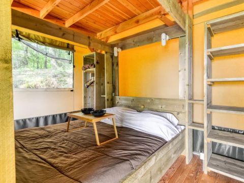 Tente en toile et en bois 6 personnes - Lodge Premium Safari 3 Pièces 6 Personnes