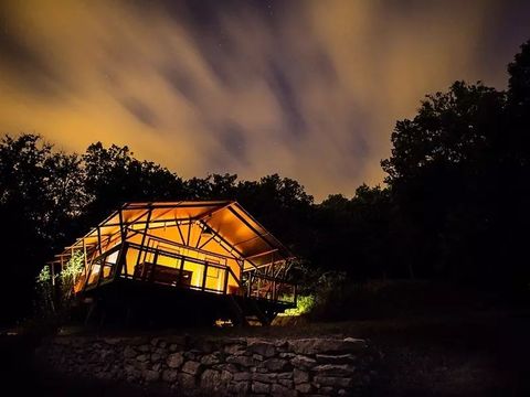 Tente en toile et en bois 5 personnes - Lodge Safari Wood 3 Pièces 5 Personnes
