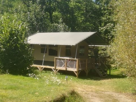 Tente en toile et en bois 5 personnes - Lodge Safari Nature 3 Pièces 5 Personnes Sans Sanitaire