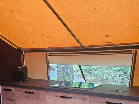 Tente en toile et en bois 5 personnes - COTTON LODGE NATURE 25m² / 2 chambres - terrasse couverte (sans sanitaires privatifs)