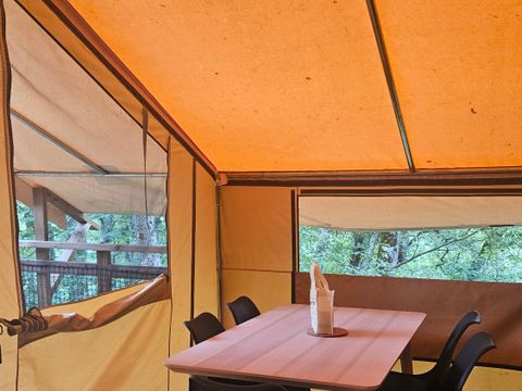 Tente en toile et en bois 5 personnes - COTTON LODGE NATURE 25m² / 2 chambres - terrasse couverte (sans sanitaires privatifs)