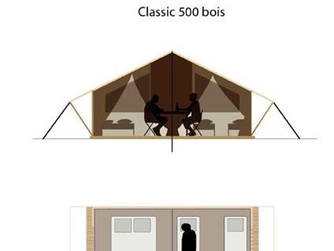 Tente en toile et en bois 5 personnes - COTTON LODGE NATURE 25m² / 2 chambres - terrasse couverte (sans sanitaires privatifs)
