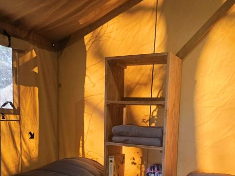 Tente en toile et en bois 6 personnes - Wood Lodge XL 4 Pièces 6 Personnes