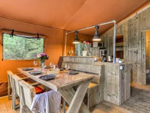 Tente en toile et en bois 6 personnes - Lodge XL Luxe Sanders 4 Pièces 6 Personnes