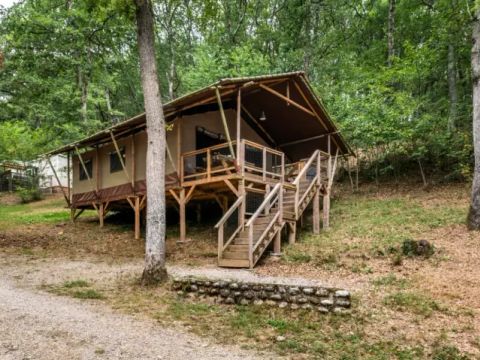 Tente en toile et en bois 6 personnes - Lodge XL Luxe Sanders 4 Pièces 6 Personnes
