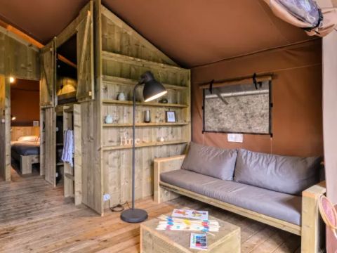 Tente en toile et en bois 6 personnes - Lodge XL Luxe Sanders 4 Pièces 6 Personnes