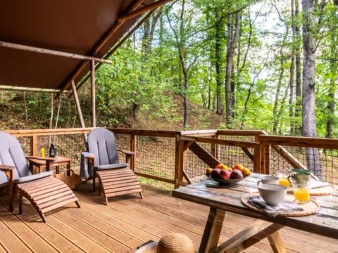 Tente en toile et en bois 6 personnes - Lodge XL Luxe Sanders 4 Pièces 6 Personnes