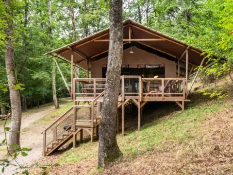 Tente en toile et en bois 6 personnes - Lodge XL Luxe Sanders 4 Pièces 6 Personnes