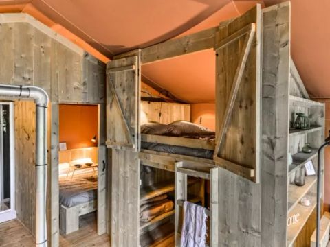 Tente en toile et en bois 6 personnes - Lodge XL Luxe Sanders 4 Pièces 6 Personnes