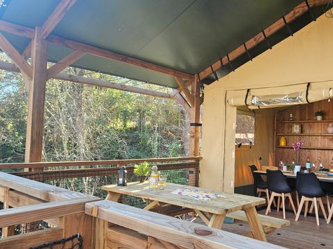 LODGE 6 personnes - Tente LODGE LUXE XL SAFARI SANDERS 3 Chambres - Terrasse couverte 2/6 pers.