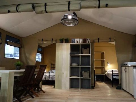 Tente en toile et en bois 4 personnes - Lodge Safari Nature Sanders 3 Pièces 4 Personnes Sans Sanitaire