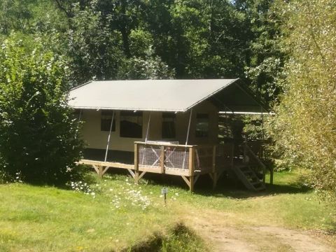 Tente en toile et en bois 4 personnes - Lodge Safari Nature Sanders 3 Pièces 4 Personnes Sans Sanitaire