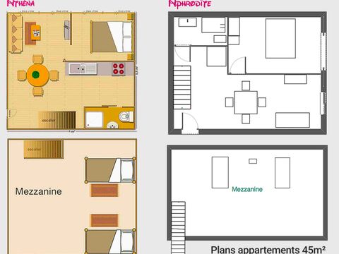 Appartement 4 personnes - 3 pièces - Accueil 45 m² - 2 chambres - Climatisation et TV