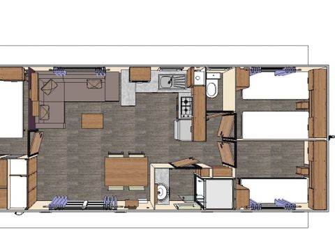MOBILHOME 6 personnes - Mobil Home 3 chambres Or (Elite 100)