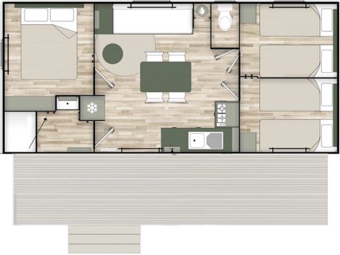 Mobilhome 6 personnes - MH EVASION, 33.3m², 3 ch, clim, Terrasse