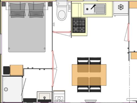 MOBILHOME 5 personnes - Mobil LAVANDE Climatisé 2 chambres (27m²)